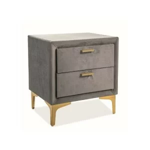 Noptiera MONAKO Catifea Culoare Gri/Tapiterie Gold BLUVEL 14