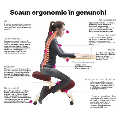 Scaun tip kneeling ergonomic, crem / fag, GROCO