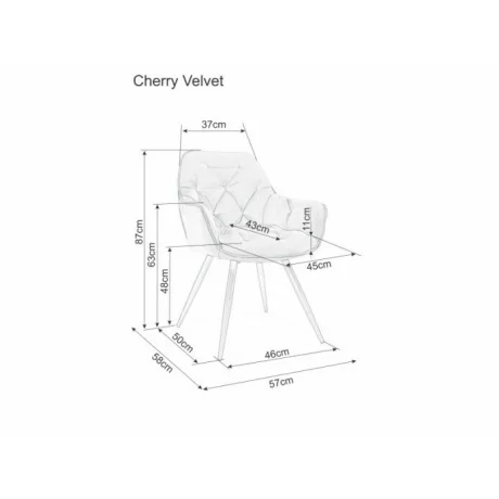 Scaun CHERRY Catifea Cadru Negru/Gri BLUVEL14