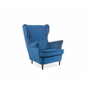Fotoliu LORD Catifea NAVY BLUE  / WENGE