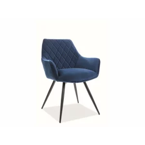 Scaun LINEA Catifea Cadru Negru/NAVY BLUE 