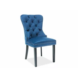 Scaun AUGUST Catifea Cadru Negru/Navy Blue BLUVEL86