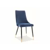 Scaun PIANO Catifea Negru/cadru gold /NAVY BLUE 