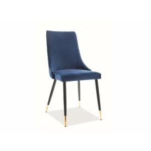 Scaun PIANO Catifea Negru/cadru gold /NAVY BLUE 