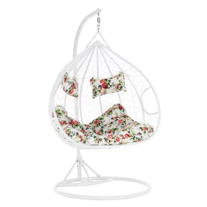 Scaun agatat dublu, alb/model floral, DALVEA NEW