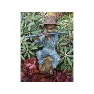 Statuie bronz baiat cantand la fluier