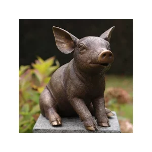 Statuie bronz porc asezat
