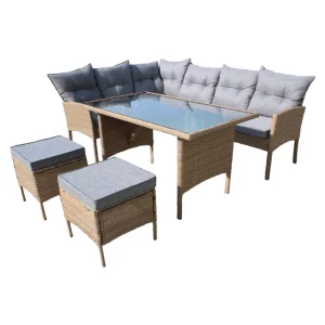 Set de gradina din ratan, culoare naturala / gri deschis, RANDI