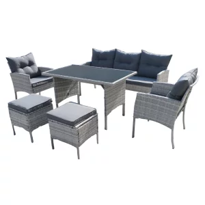Set de gradina din ratan, gri deschis, LALEN