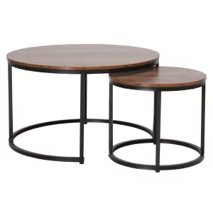 Masute de cafea, set de 2, nuc/negru, CIRKO