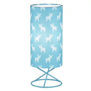 Lampa de masa, abajur metal/ material textil albastru, AVAM