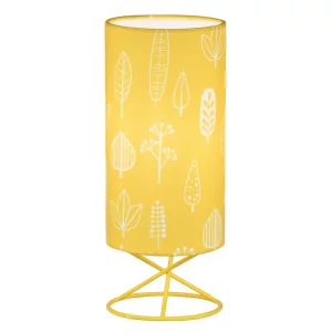Lampa de masa, abajur metal/ material textil galben, AVAM