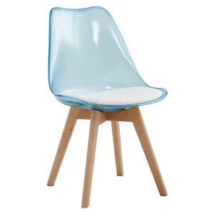Scaun, albastru transparent, acrilic/piele ecologica/fag, BALI 2 NEW