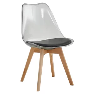 Scaun, negru transparent, acrilic/piele ecologica/fag, BALI 2 NEW