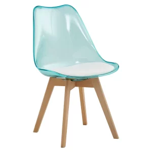 Scaun, verde transparent, acrilic/piele ecologica/fag, BALI 2 NEW