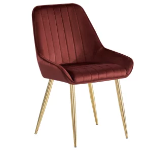 Scaun de dining, bordo tesatura Velvet/gold crom-auriu, PERLIA