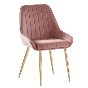 Scaun de dining, roz tesatura Velvet/gold crom-auriu, PERLIA