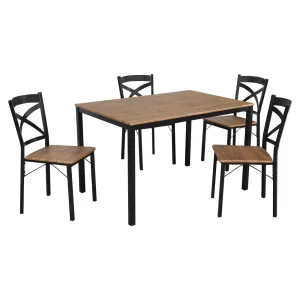 Set de sufragerie 1+4, stejar inchis/negru, HAIM