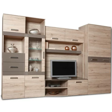 Ansamblu living, stejar san marino/latte extra lucios HG, ASSOR