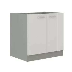 Cabinet inferior, alb extra lucios/gri, PRADO 80 D 2F BB