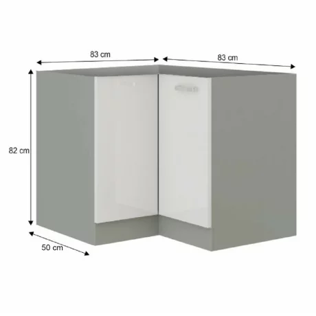 Cabinet inferior, alb extra lucios/gri, PRADO 90/90 DN BB