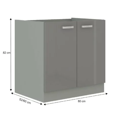Cabinet inferior, gri extra lucios/gri, PRADO 80 D 2F BB