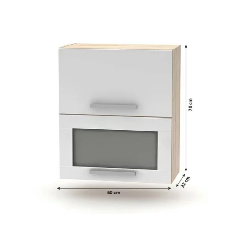 Cabinet superior batant cu sticla 2DV, stejar sonoma/alb, NOVA PLUS NOPL-009-OH