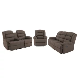 Canapea 3+2+1, material textil maro, FABRON 2 NEW
