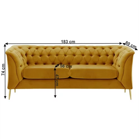 Canapea cu 2-locuri de lux, auriu, NIKOL 2 ML