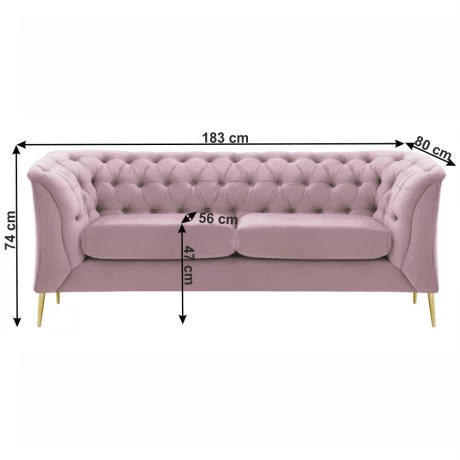 Canapea cu 2-locuri de lux, roz invechit, la comanda, NIKOL 2 ML
