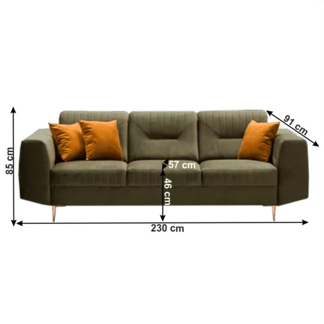 Canapea cu 3-locuri, verde/miere, LEXUS
