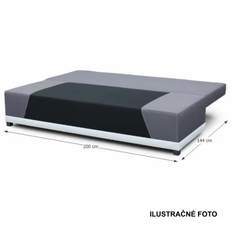 Canapea extensibila, material textil negru/gri/perne gri cu model, ROKAR