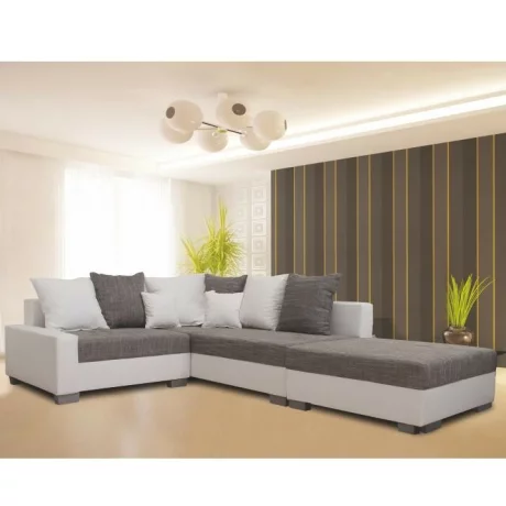 Coltar, piele ecologica alb/gri, model dreapta, PETRANA NEW