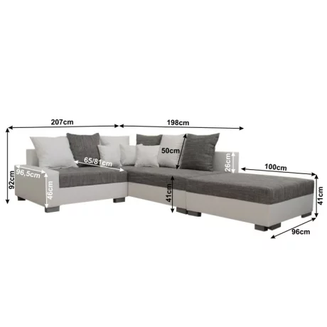Coltar, piele ecologica alb/gri, model dreapta, PETRANA NEW