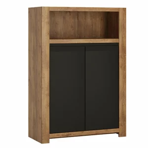 Comoda, stejar lefkas inchis / negru mat, LUCITA HAVK01