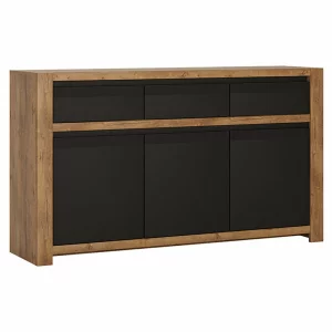 Comoda, stejar lefkas inchis / negru mat, LUCITA HAVK03