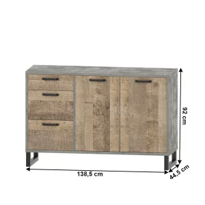 Comoda, stejar nisipiu / gri, BARIA 2D3S