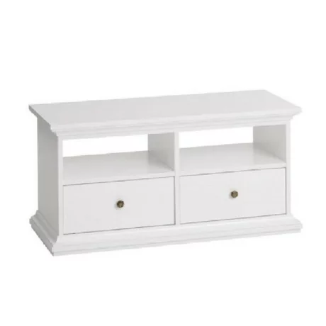 Comoda TV 77812, PAL infoliat/MDF lacuit, alb, PARIS