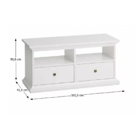 Comoda TV 77812, PAL infoliat/MDF lacuit, alb, PARIS