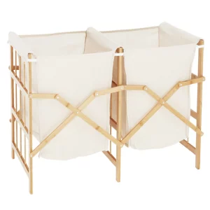 Cos pentru rufe cu doua compartimente, natural/bej, NORDIS