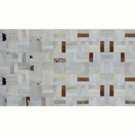 Covor de lux din piele, alb/gri/maro, patchwork, 170x240, PIELE DE VITa TYP 1
