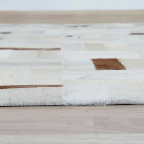 Covor de lux din piele, alb/gri/maro, patchwork, 170x240, PIELE DE VITa TYP 1