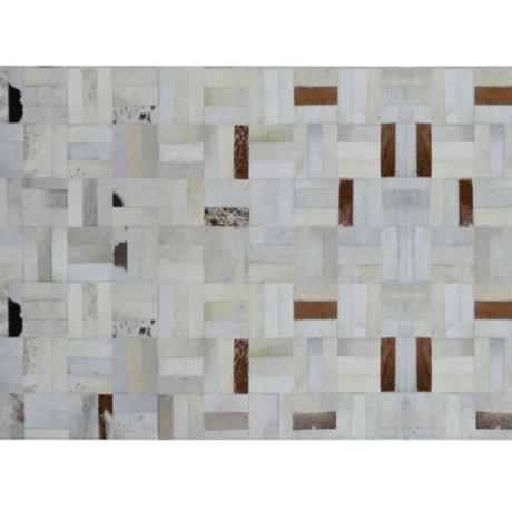 Covor de lux din piele, alb/gri/maro, patchwork, 170x240, PIELE DE VITa TYP 1