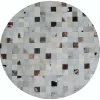 Covor de lux din piele, alb/gri/maro, patchwork, 200x200, PIELE DE VITa TIP 10