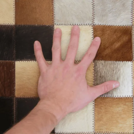 Covor de lux din piele, alb/maro/negru, patchwork, 120x180, PIELE DE VITa TYP 7