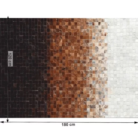 Covor de lux din piele, alb/maro/negru, patchwork, 120x180, PIELE DE VITa TYP 7