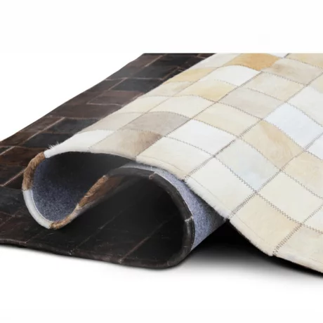 Covor de lux din piele, alb/maro/negru, patchwork, 200x300, PIELE DE VITa TYP 7