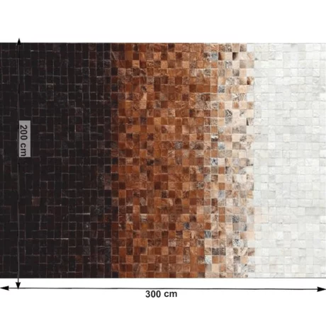 Covor de lux din piele, alb/maro/negru, patchwork, 200x300, PIELE DE VITa TYP 7