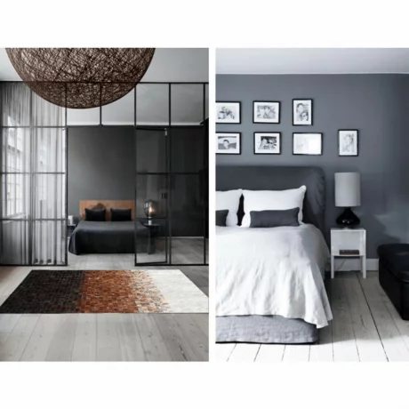 Covor de lux din piele, alb/maro/negru, patchwork, 200x300, PIELE DE VITa TYP 7