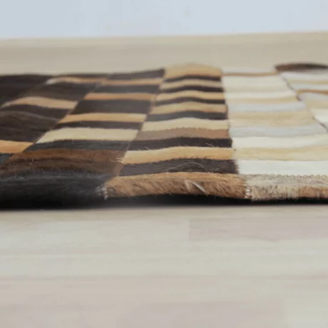 Covor de lux din piele, alb/maro/negru, patchwork, 200x300, PIELE DE VITa TYP 7